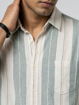 Men Shirt Stripe Blue Regular Fit