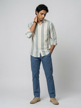 Men Shirt Stripe Blue Regular Fit