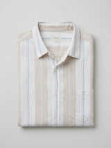 Men Shirt Stripe Beige Regular Fit