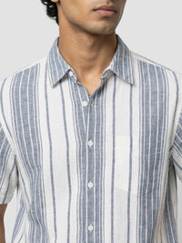 Men Shirt Stripe Navy Blue Regular Fit