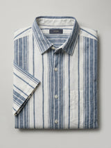 Men Shirt Stripe Navy Blue Regular Fit