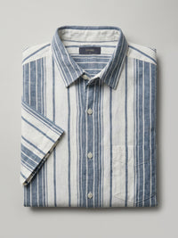 Men Shirt Stripe Navy Blue Regular Fit