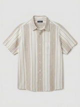 Men Shirt Stripe Beige Regular Fit