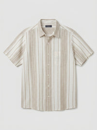 Men Shirt Stripe Beige Regular Fit