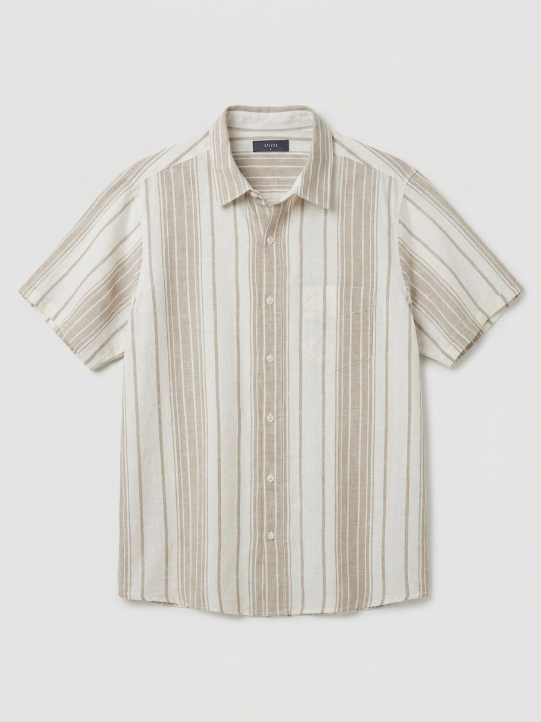 Men Shirt Stripe Beige Regular Fit