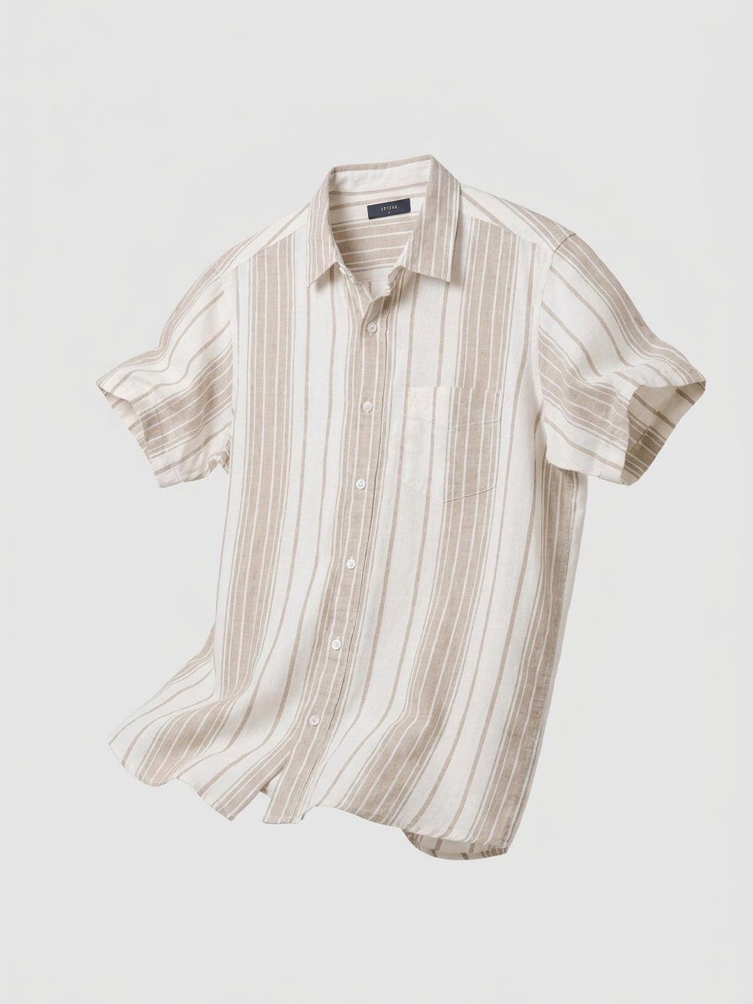 Men Shirt Stripe Beige Regular Fit
