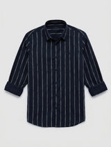 Men Shirt Stripe Black Regular Fit