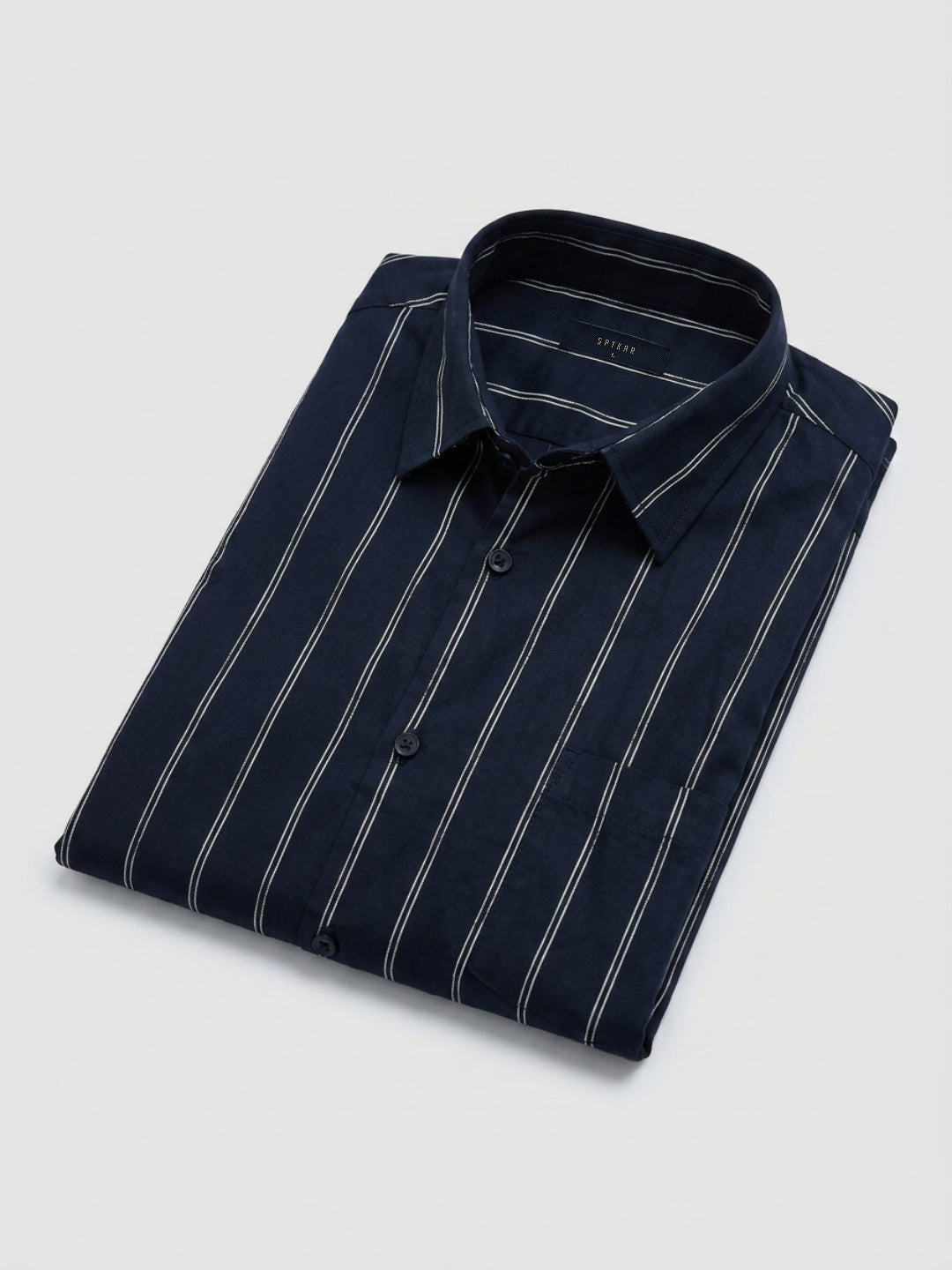 Men Shirt Stripe Black Regular Fit