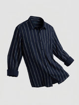 Men Shirt Stripe Black Regular Fit