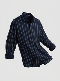 Men Shirt Stripe Black Regular Fit