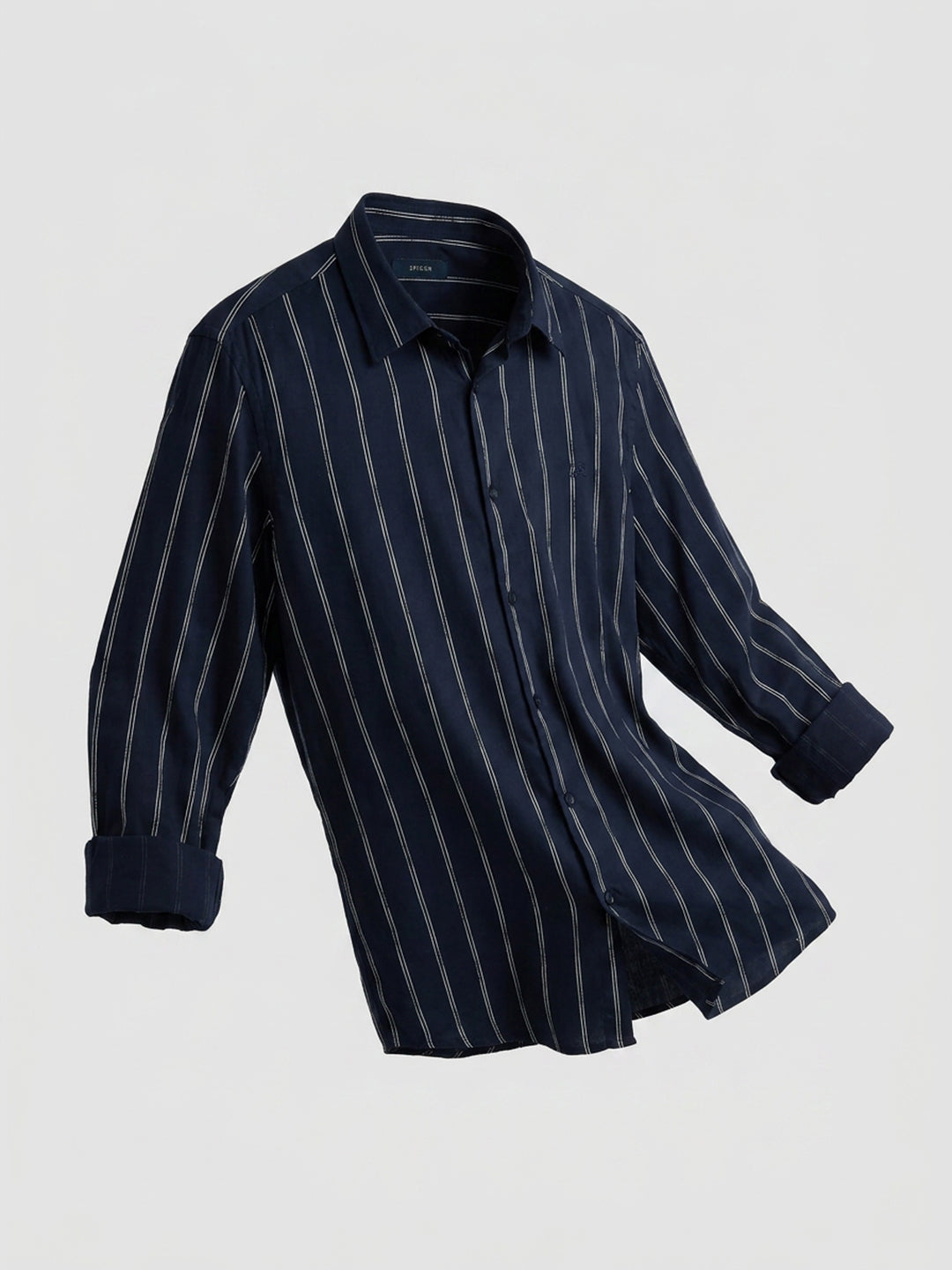 Men Shirt Stripe Black Regular Fit