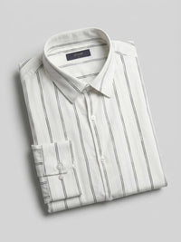 Men Shirt Stripe Off-White Regular Fit