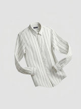 Men Shirt Stripe Off-White Regular Fit