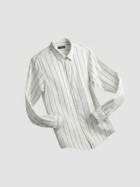 Men Shirt Stripe Off-White Regular Fit