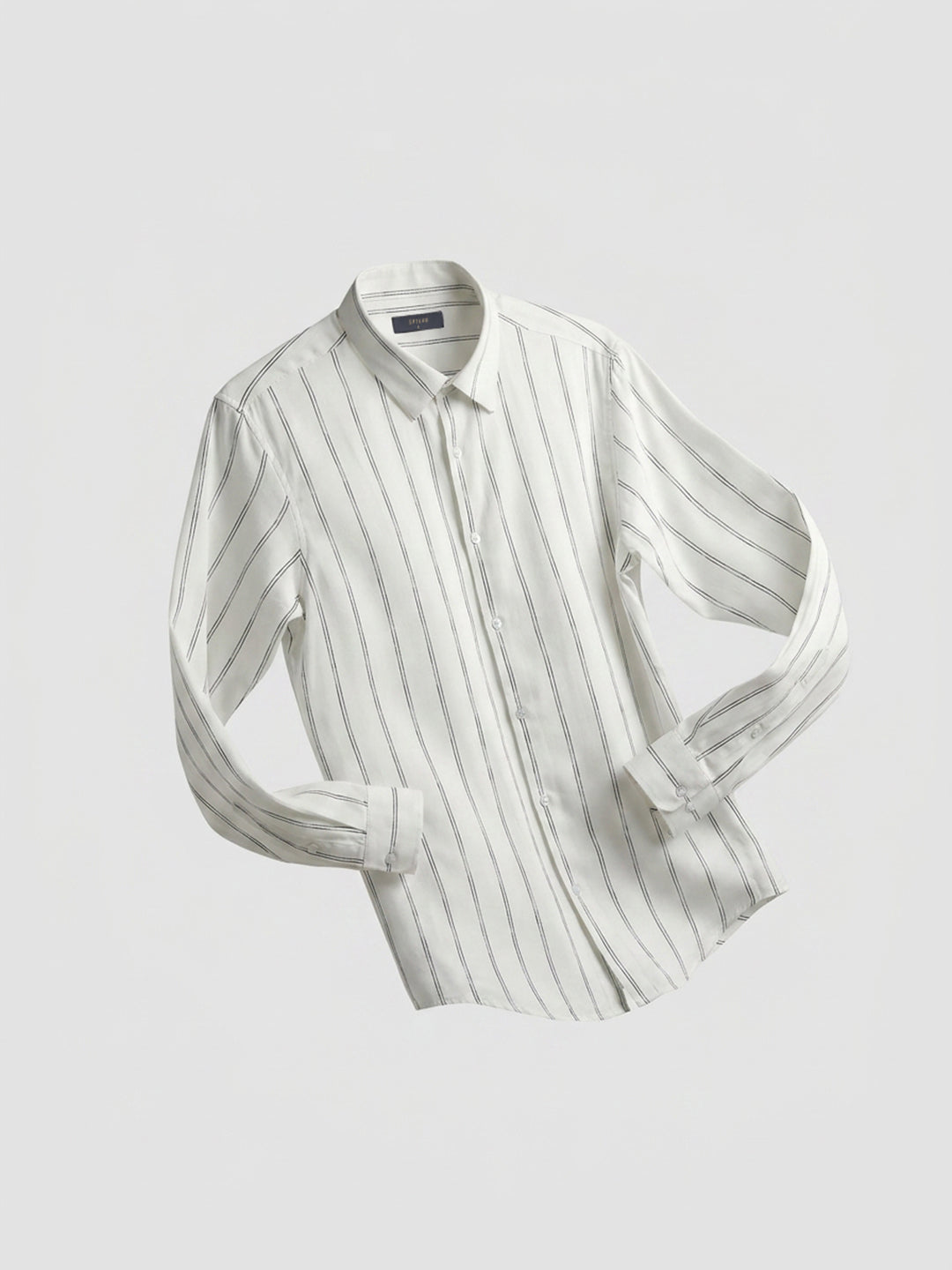 Men Shirt Stripe Off-White Regular Fit