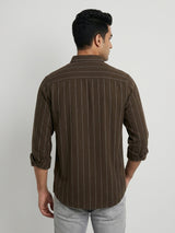 Men Shirt Stripe Green Regular Fit