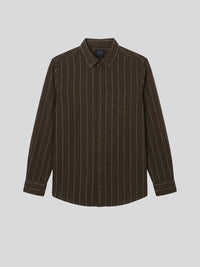 Men Shirt Stripe Green Regular Fit