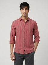 Men Shirt Stripe Red Regular Fit