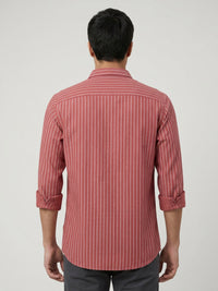Men Shirt Stripe Red Regular Fit