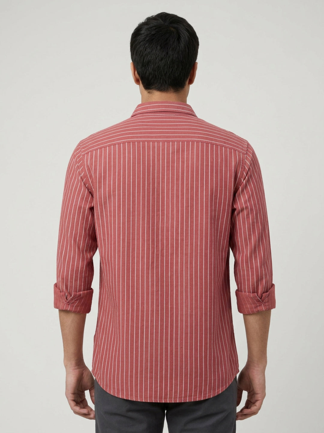 Men Shirt Stripe Red Regular Fit