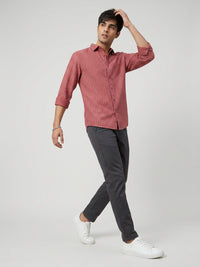 Men Shirt Stripe Red Regular Fit