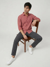 Men Shirt Stripe Red Regular Fit