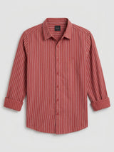 Men Shirt Stripe Red Regular Fit