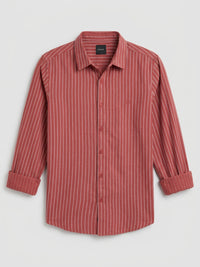 Men Shirt Stripe Red Regular Fit