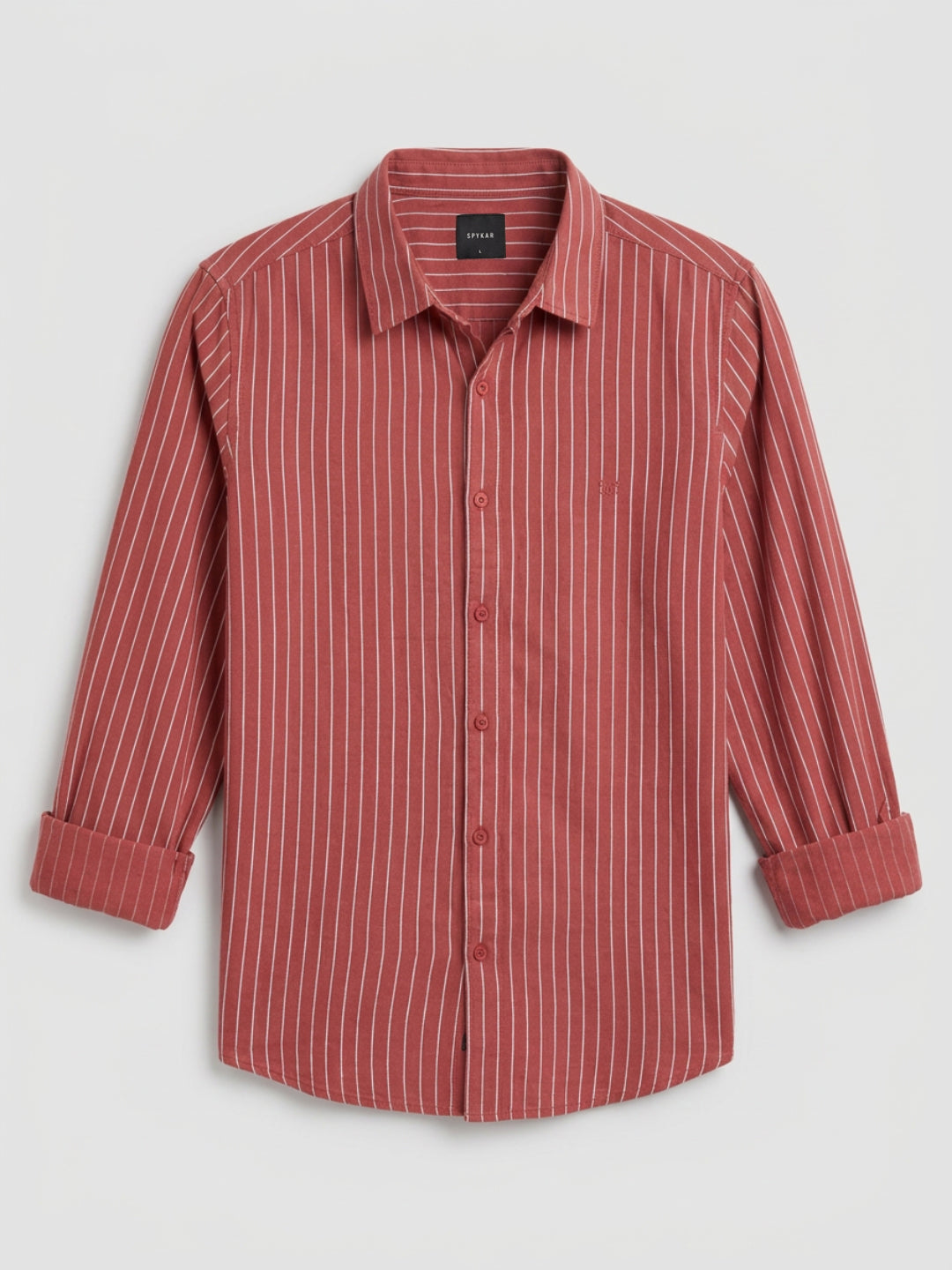 Men Shirt Stripe Red Regular Fit