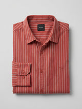 Men Shirt Stripe Red Regular Fit