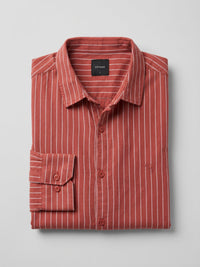 Men Shirt Stripe Red Regular Fit