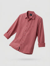 Men Shirt Stripe Red Regular Fit