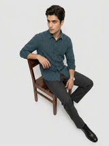 Men Shirt Stripe Green Regular Fit