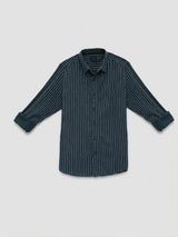 Men Shirt Stripe Green Regular Fit