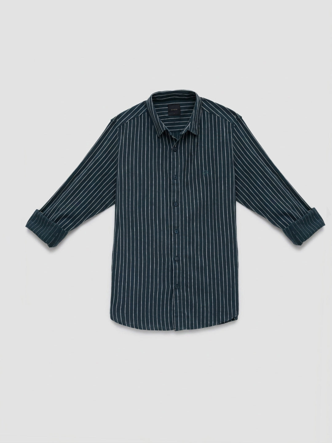 Men Shirt Stripe Green Regular Fit