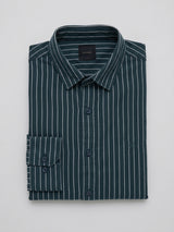 Men Shirt Stripe Green Regular Fit