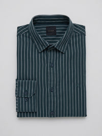 Men Shirt Stripe Green Regular Fit
