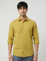 Men Shirt Stripe Yellow Regular Fit