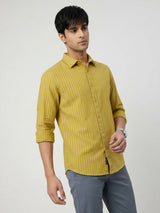 Men Shirt Stripe Yellow Regular Fit