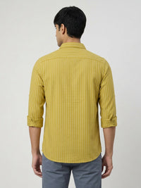 Men Shirt Stripe Yellow Regular Fit
