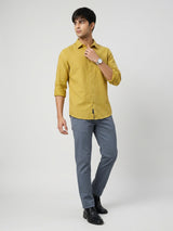 Men Shirt Stripe Yellow Regular Fit
