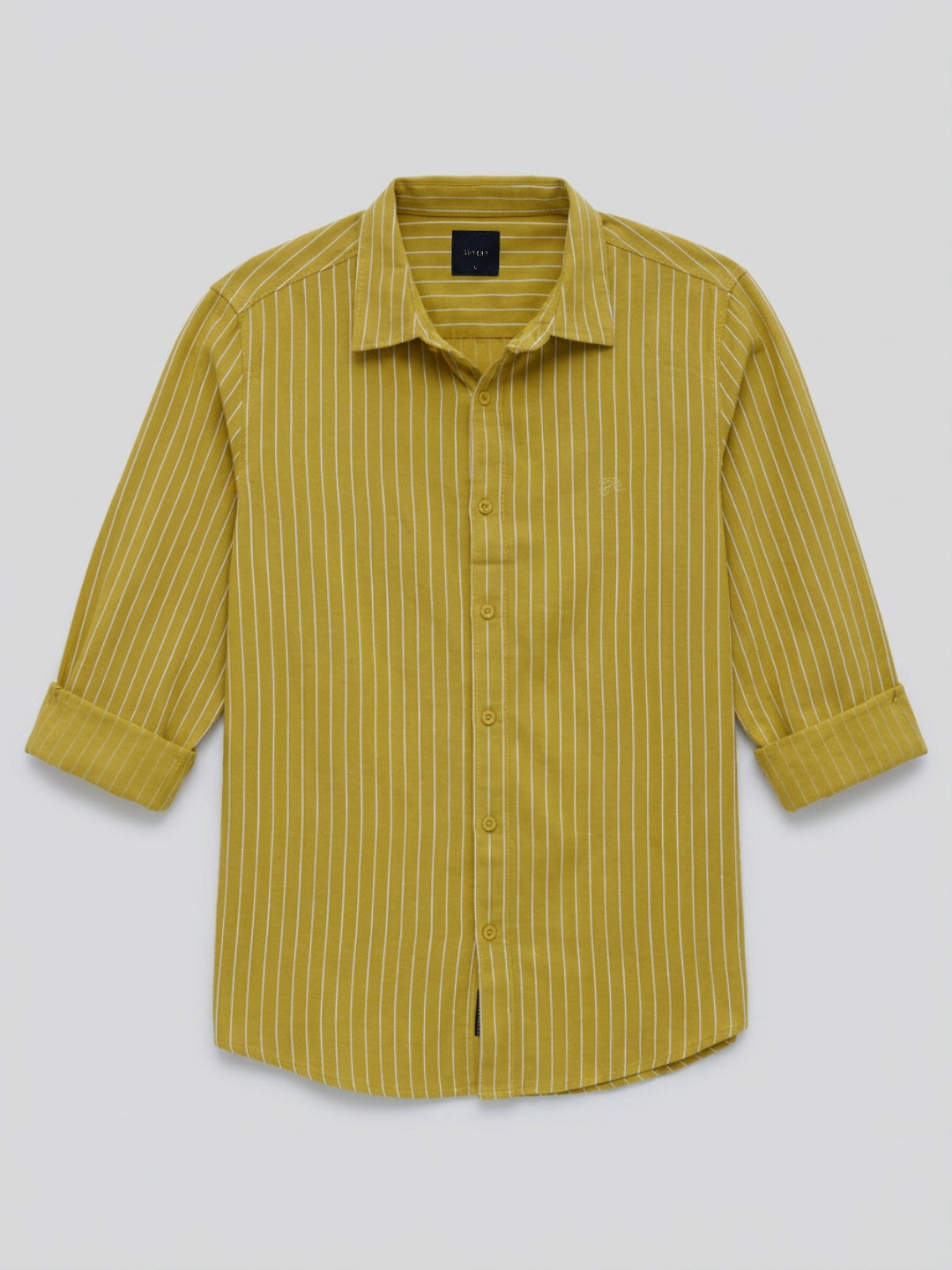 Men Shirt Stripe Yellow Regular Fit