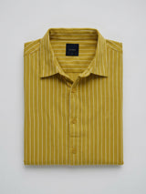 Men Shirt Stripe Yellow Regular Fit