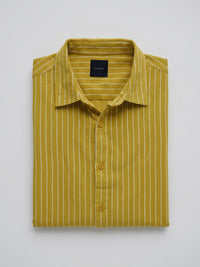 Men Shirt Stripe Yellow Regular Fit