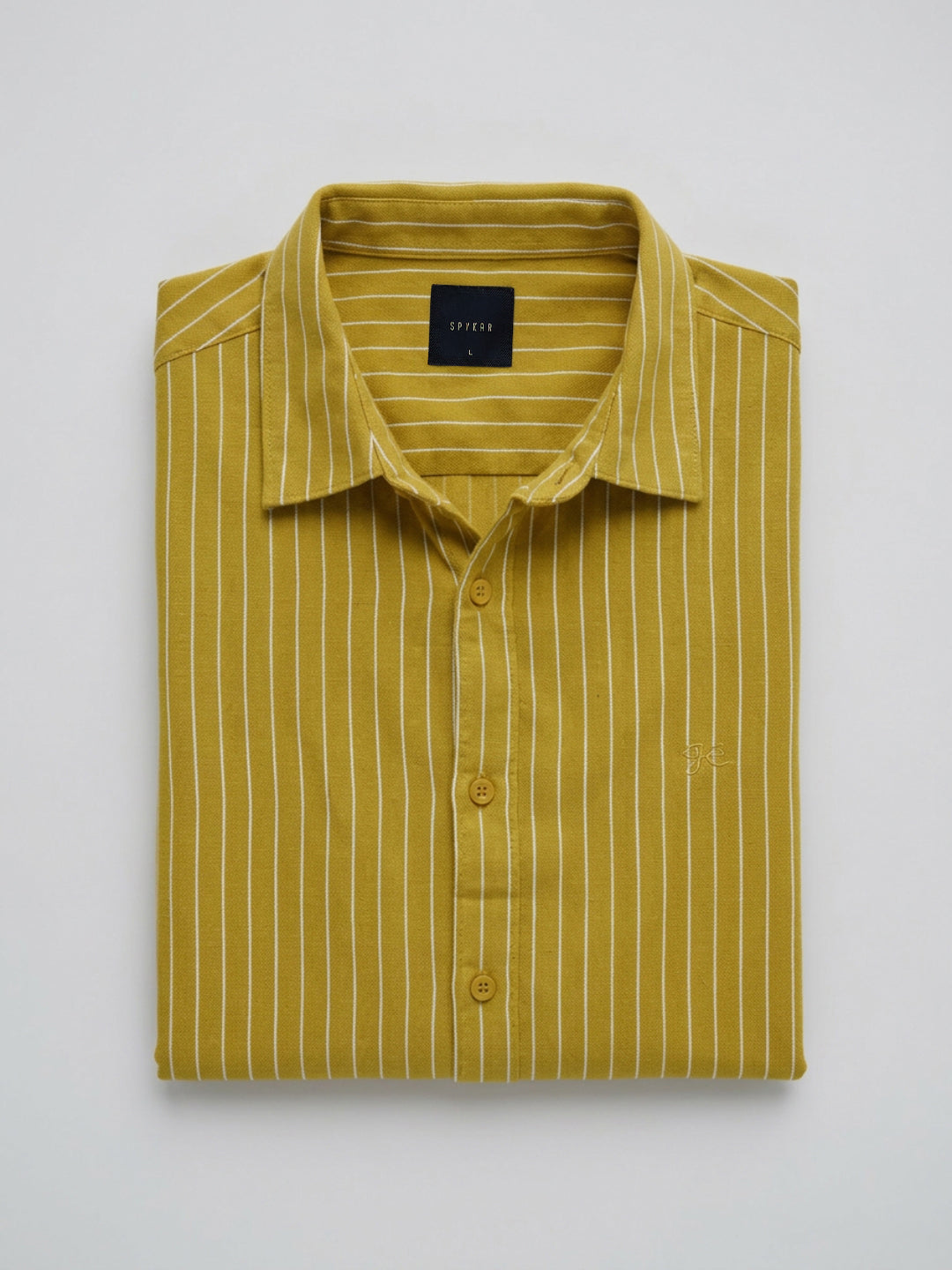 Men Shirt Stripe Yellow Regular Fit