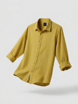 Men Shirt Stripe Yellow Regular Fit