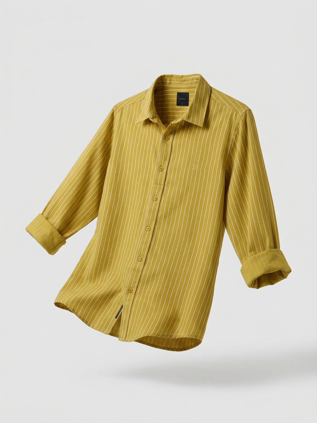 Men Shirt Stripe Yellow Regular Fit