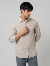 Men Shirt Stripe Brown Regular Fit