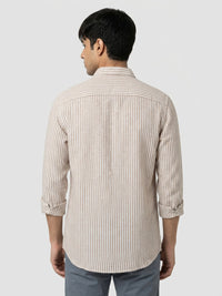 Men Shirt Stripe Brown Regular Fit
