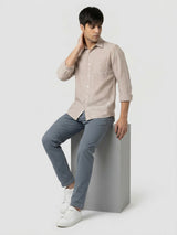 Men Shirt Stripe Brown Regular Fit